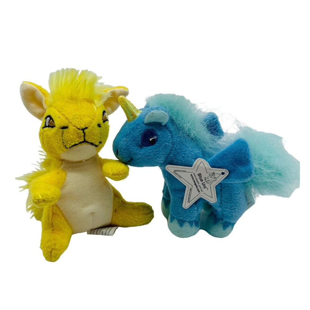 Neopets Kyrii & Blue Uni 4" Mini Stuffed Animal McDonalds Plush Toys 2004 & 2005